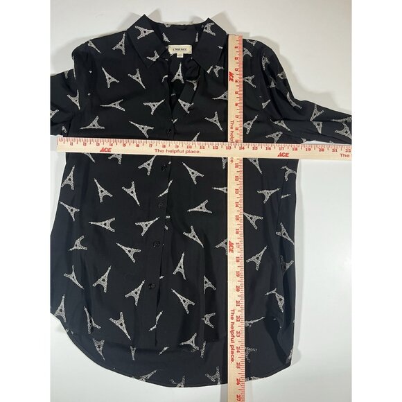 L'Agence black Eiffel Tower button-up blouse Parisian romantic designer S - Picture 5 of 8
